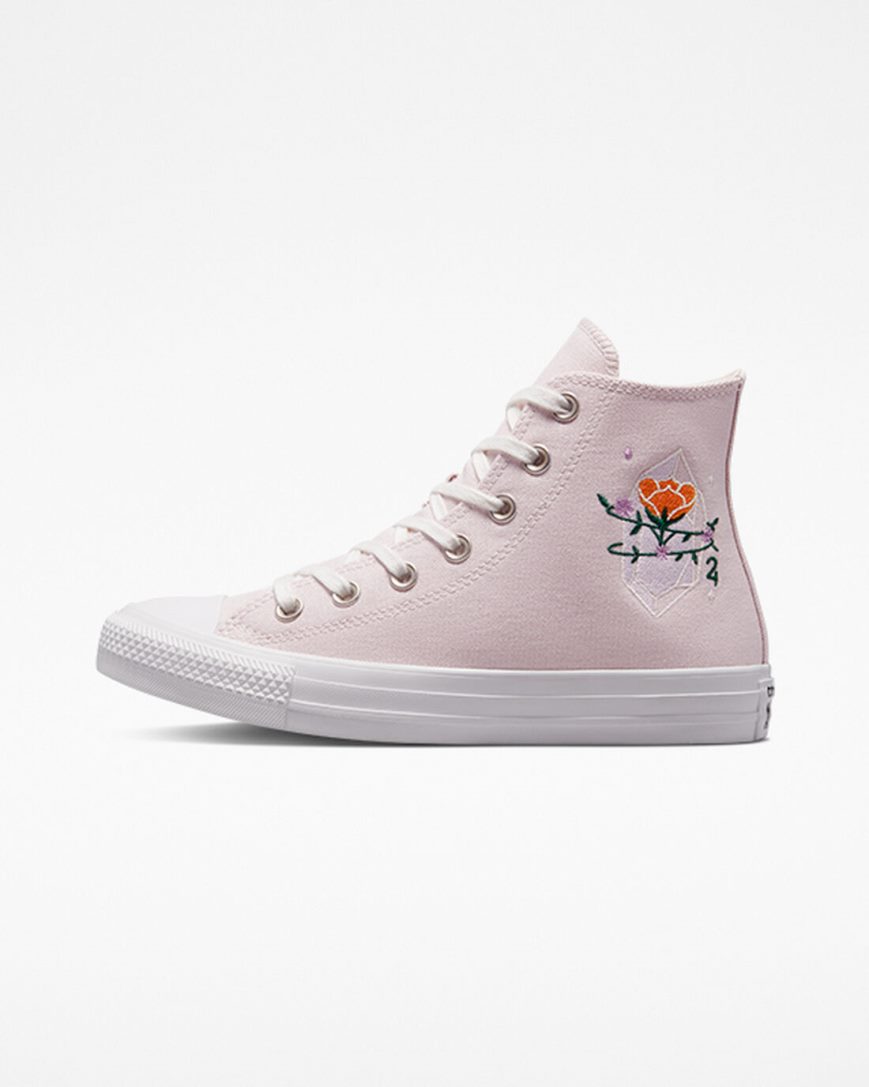 Women's Converse Chuck Taylor All Star Embroidered Crystals High Top Shoes Rose / White | AU E4601U